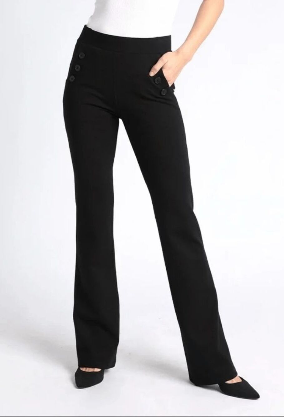 New Betabrand Black Bootcut Six Button Dress Pant Yoga Pants Medium